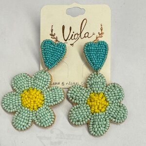 Viola Beaded Flower Earrings